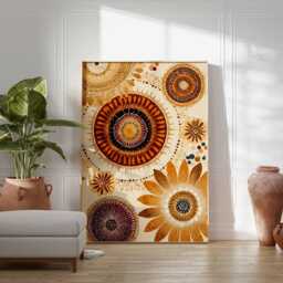 Boho Circle Art Print, Earth Tone Terracotta Geometric Poster - thumbnail 4