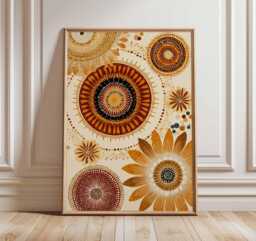 Boho Circle Art Print, Earth Tone Terracotta Geometric Poster