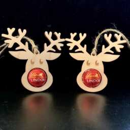 Reindeer Chocolate Bauble Lindor Holder, Wooden Christmas Tree Decoration - Set Of 4 - thumbnail 3