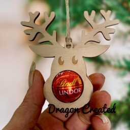 Reindeer Chocolate Bauble Lindor Holder, Wooden Christmas Tree Decoration - Set Of 4 - thumbnail 1