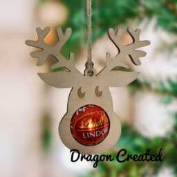 Reindeer Chocolate Bauble Lindor Holder, Wooden Christmas Tree Decoration - Set Of 4 - thumbnail 2