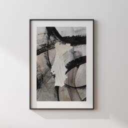Portugal Map - Black & Grey Abstract Painting Of Wall Art Print Traval Poster - thumbnail 3