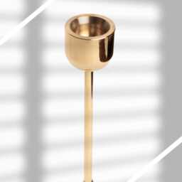Brushed Gold Brass Candlestick Holder Modern Tapered Candle Table Decor - thumbnail 4