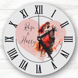 Dancing Couple Anniversary Birthday Valentine's Gift Grey Personalised Clock - thumbnail 1