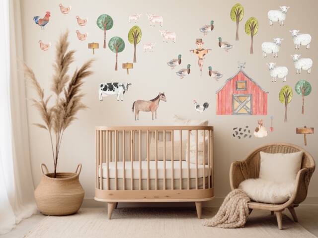 Farm Animal Wall Decals, Barn Nursery Decor - image 1
