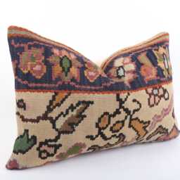 Handwoven Turkish Kilim Lumbar Pillow Bohemian Home Decor - 16x24 Inch - thumbnail 3