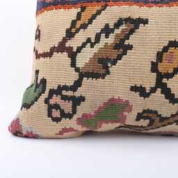 Handwoven Turkish Kilim Lumbar Pillow Bohemian Home Decor - 16x24 Inch - thumbnail 2