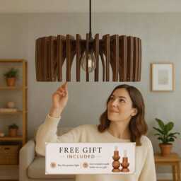 Wooden Chandelier, Wood Pendant Light, Ceiling Fixture, Modern Design, Kitchen Island, Nordic Style, Handmade Natural Oak