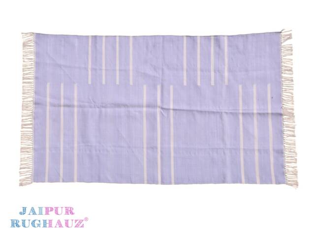 Handmade Cotton Dhurrie Rug Pastel Lilac Indian Rug, Reversible - image 1