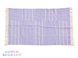 Handmade Cotton Dhurrie Rug Pastel Lilac Indian Rug, Reversible - thumbnail 1
