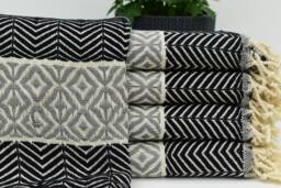 Black Towel, 40x70 Cotton Beach Towel Spike Design Turkish Peshtemal Soft Kitchen Organic Code Tkr-Bsk