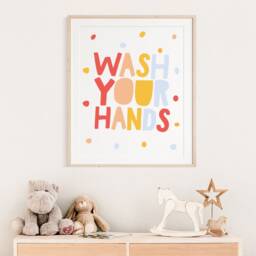 Set Of 3 Kids Bathroom Prints, Wash Your Hands Print, Playroom Wall Art, Decor, Signs, Art - thumbnail 3