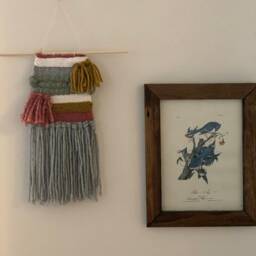 Handwoven Wall Hanging - Goldenrod, Sage, Pink - thumbnail 4