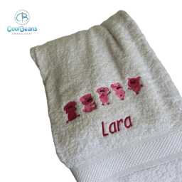 Pigs Towel - Personalised Face Cloth/Hand Bath = Embroidered - thumbnail 1
