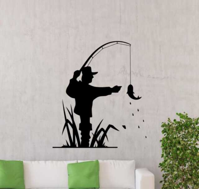 Fishing Wall Decal Vinyl Stickers Fisherman Sign Decor Art Design Interior Murals - 42Fis3R - image 1