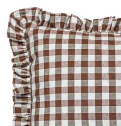 Mid Brown Gingham Cushion Cover With Matching Ruffle Handmade Quality Cotton in The UK - thumbnail 3