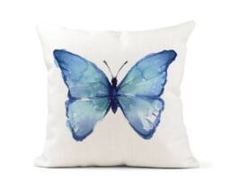Quirky Cushion Coverwatercolour Blue Butterflymade in England Linen Canvas - thumbnail 1