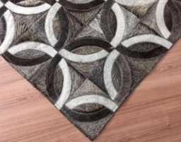 Cowhide Rug Gray Patchwork San Telmo - Handmade Leather - thumbnail 1