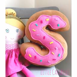Doughnut Initial Pillow, Nursery Decor, Cake Style Letter Cushion - thumbnail 1