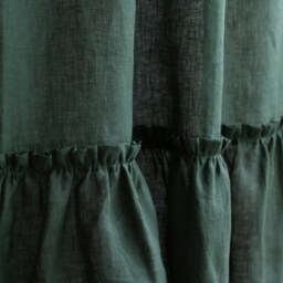 Linen Curtains Green, Farmhouse Curtains, Ruffled Curtain, Tab Top Curtain Panel, Drapes - thumbnail 2