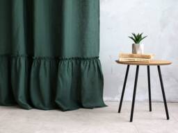 Linen Curtains Green, Farmhouse Curtains, Ruffled Curtain, Tab Top Curtain Panel, Drapes