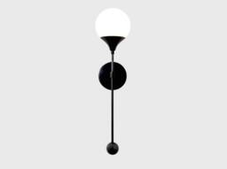 Modern Black Brass Globe Wall Sconce, Mid Century Lighting