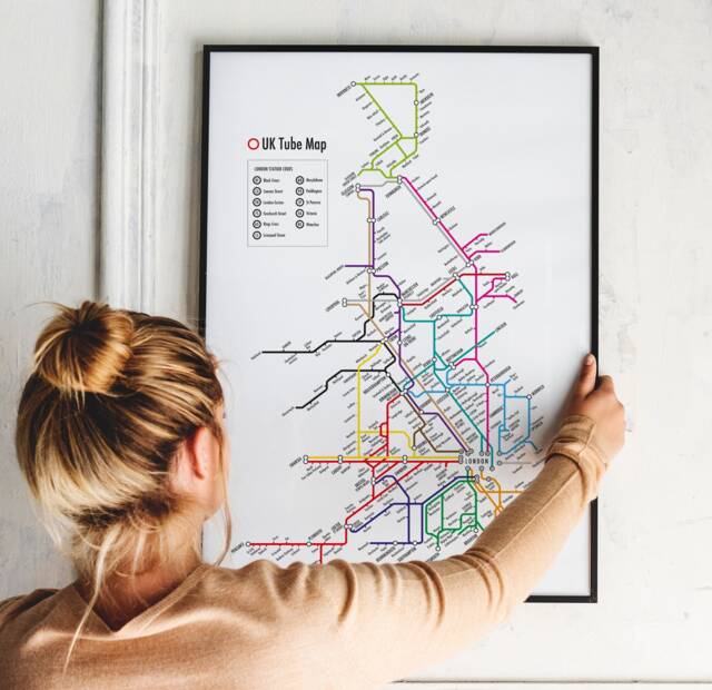 UK Tube Map Art Print Modern Underground Travel Poster - image 1