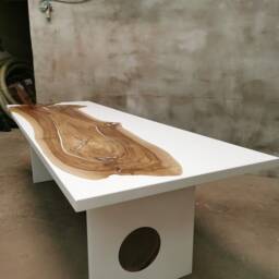 For Sale Designer Dining Table For Modern Interior, Barn Home Furniture, Walnut Epoxy Table, Elegant Conference Room Furnishing - thumbnail 4
