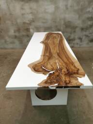 For Sale Designer Dining Table For Modern Interior, Barn Home Furniture, Walnut Epoxy Table, Elegant Conference Room Furnishing - thumbnail 1