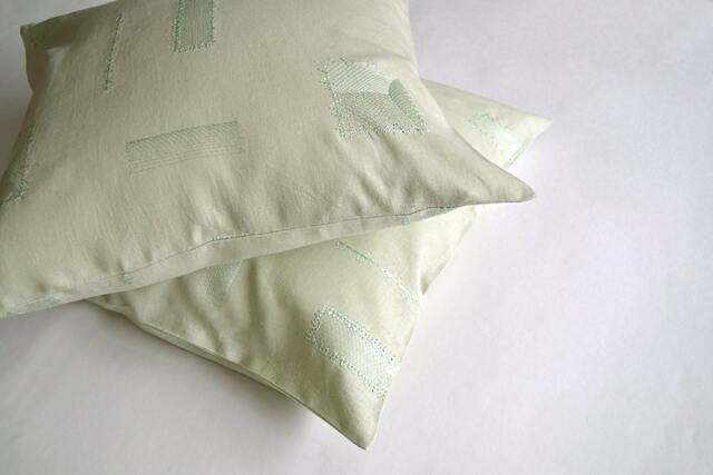 Green Linen Pillow Cover Embroidered Throw Set 2 Covers Mint Sofa Case With Zipper Nursery Room Decorative Cushions - image 1