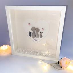 Family Heart Personalised Pebble Art Picture Frame Dog Mum Birthday 50Th 60Th Gift Her Stone Wife Rock Frame With Dog Family Art - thumbnail 2