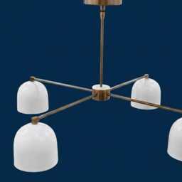 1950S Mid Century Modern Pendant Light - Antique Patina 4-Light Curved Disk Ceiling Fixture Stilnovo Luxury Style Sputnik Chandelier - thumbnail 2