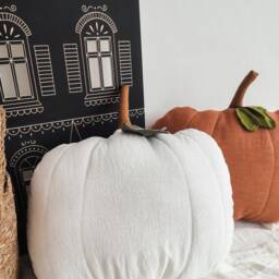 Linen Pumpkin Shaped Cushion Decorative Autumn Pillow 100% Halloween & Fall Decor - thumbnail 2