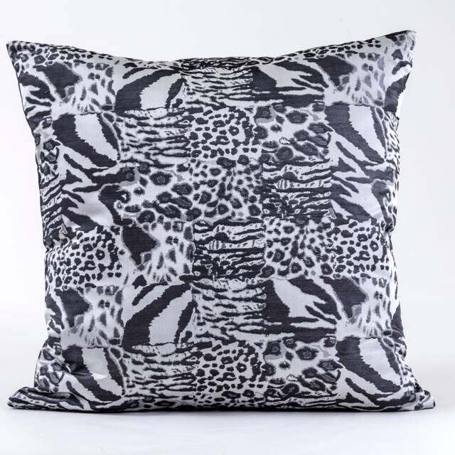 Brunschwig Fils Animal Print Silk Pillow Cover, Gray & Black - image 1