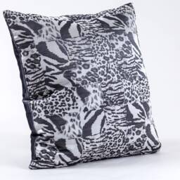 Brunschwig Fils Animal Print Silk Pillow Cover, Gray & Black - thumbnail 2