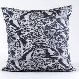 Brunschwig Fils Animal Print Silk Pillow Cover, Gray & Black