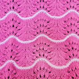 New Handmade Fuchsia Pink Knit Crochet Baby Afghan Blanket Throw Newborn Infant Wave Trim - thumbnail 3