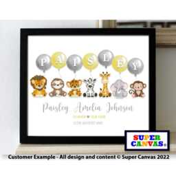 Personalised Custom Birthday Baby Son Daughter Grandson Granddaughter Jungle Animal Picture Framed Print 1st Card Handmade Gift - thumbnail 4
