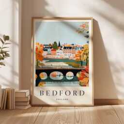 Bedford UK Poster Town Wall Art, Bedfordshire Print - thumbnail 1