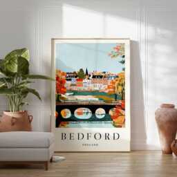 Bedford UK Poster Town Wall Art, Bedfordshire Print - thumbnail 2