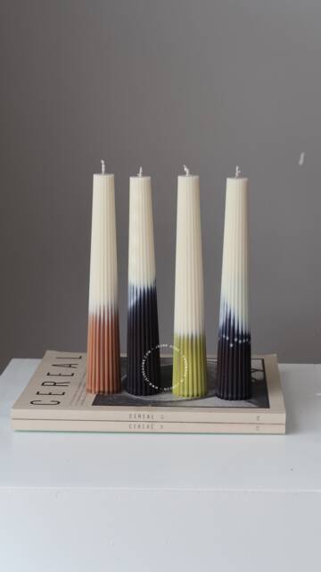 Ombr?? Ribbed Taper Candle Vegan Soy Wax, Dinner Decor - image 1