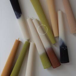 Ombr?? Ribbed Taper Candle Vegan Soy Wax, Dinner Decor - thumbnail 2