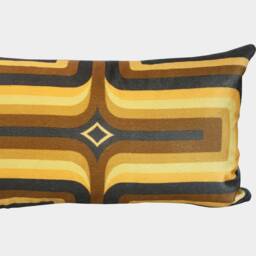 Geometric Velvet Printed Cushion - Ochre + Grey - thumbnail 3