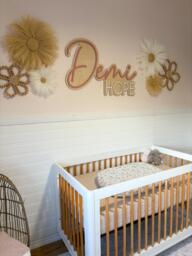 Personalized Wooden Nursery Name Sign - Custom Baby Wall Decor Neutral Layered Wood Modern Boho - thumbnail 1