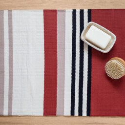 Copper Red Bathmat Bath Mat - Holiday Sale Bathroom Decor Sink Tub Rug Runner Flatwoven Handcrafted Cute Gift Striped Trendy Aesthetic - thumbnail 3