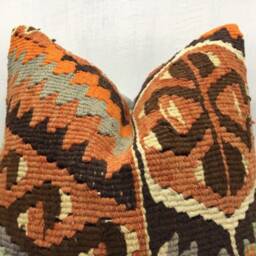 Vintage Turkish Kilim Pillow Cover, Handwoven Bohemian Accent - 16x16 - thumbnail 2