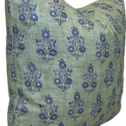 G.p & J Baker Poppy Sprig Green/Blue Double Sided Cushion Cover Pillow - thumbnail 2