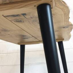 Live Edge Oak Dining Table Rustic Wooden Slabs & Angled Legs - thumbnail 3