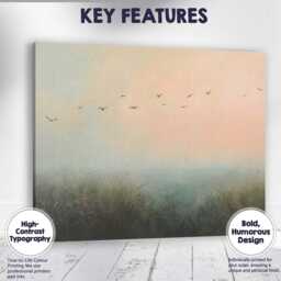 Dreamy Misty Meadow Flying Birds Pastel Landscape Canvas Wall Art Print Decor Picture Ready To Hang - thumbnail 1