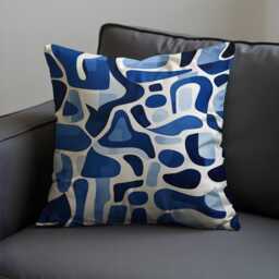 Abstract Blue Cushion Cover, Navy & Light Organic Shape Pattern Pillow Case, Modern Geometric Throw Cover - thumbnail 3